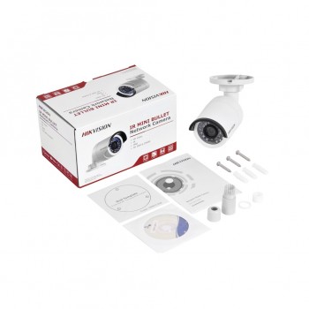 Mini bala IP 4 Megapixel / WDR 120dB / 30 mts IR / H.264+ / Hik-Connect P2P / PoE / 3D-DNR / IP66 / Exterior / ONVIF