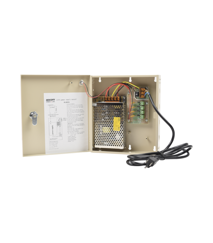 Fuente de poder profesional para CCTV de 12 Vcd @ 5A, para 4 cámaras ; Voltaje de entrada de 100-240 Vca