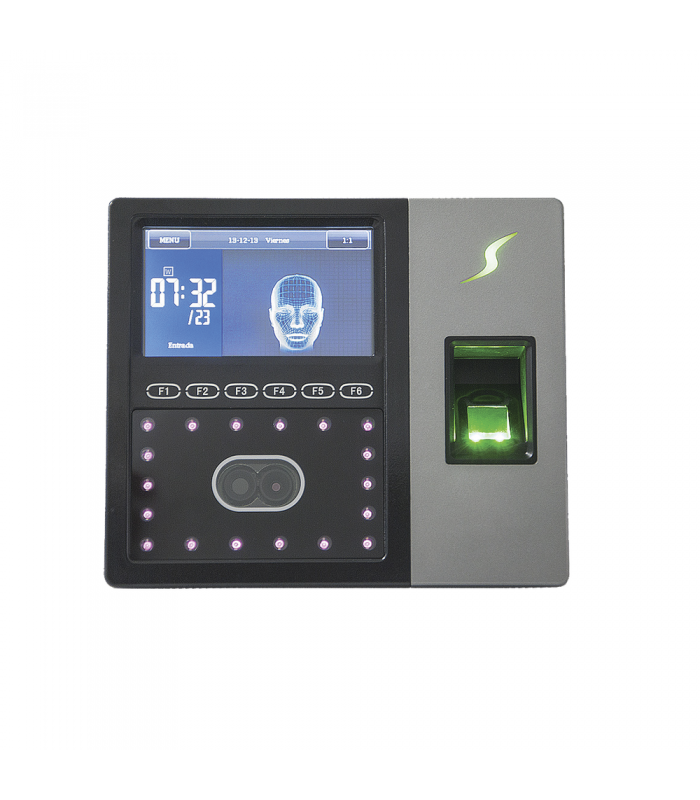 Terminal de reconocimiento facial con lector de huella y proximidad autónomo, soporte hasta 1200 rostros