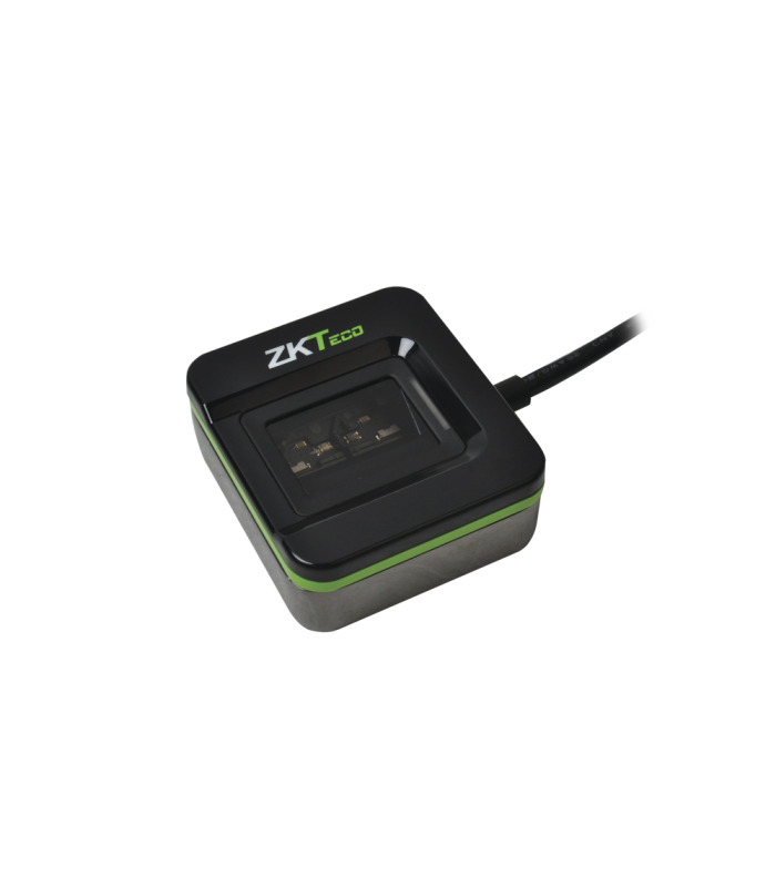 Estación de registro de huellas con sensor Silk ID para detección de dedos vivos.