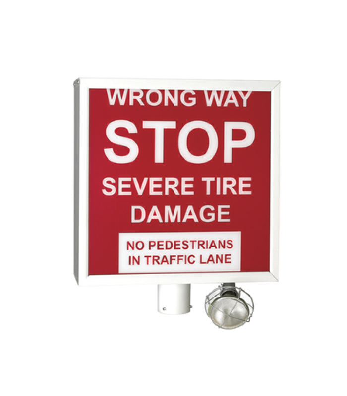 Señal de advertencia para picos poncha llantas (Inglés)