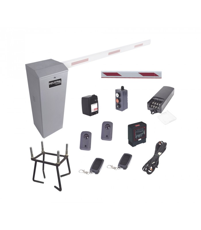 Kit Completo Barrera Derecha XB / 3M / Iluminacion LED Rojo / Incluye Sensor de Masa, Transformador, Lazo, Ancla, Fotoceldas, Botonera y 2 Controles Inalámbricos