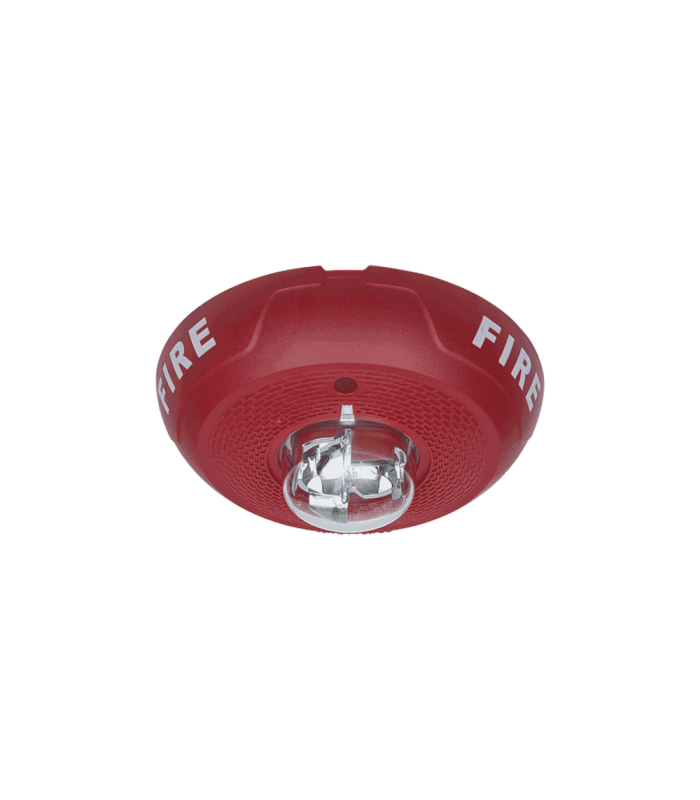Sirena con Lámpara Estroboscópica, Montaje en Techo, Nivel de Candelas Seleccionable, Color Rojo, Nuevo Diseño Moderno y Elegante y Menor Consumo de Corriente